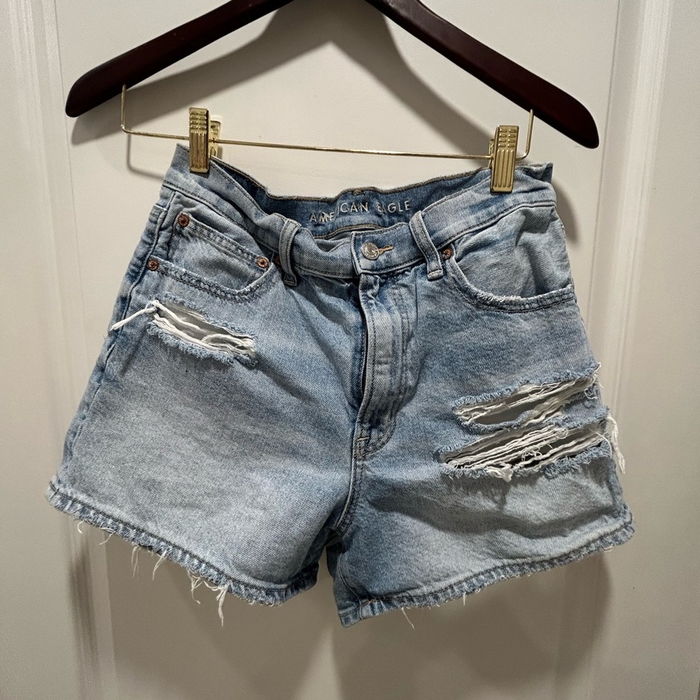 American Eagle Outfitters Blue Jean Shorts Distressed Style